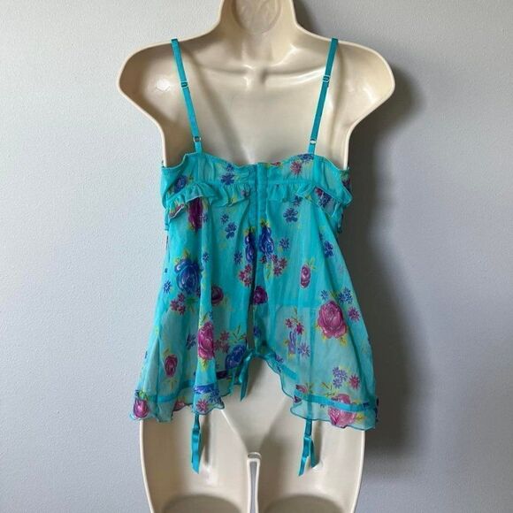 Victoria's Secret Sexy Little Things Floral Corset Sheer Top Size 36B - Picture 5 of 13